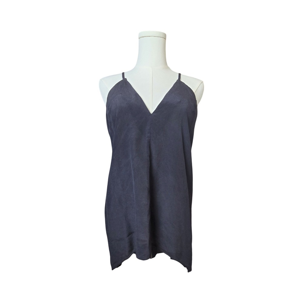 HAWKS Black 100% Silk V-Neck Cami Tank Top Size S Relaxed Fit Minimalism Chic